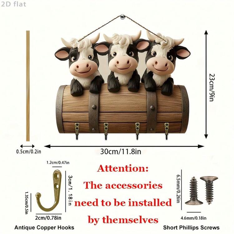 2D Flat Wall Decoration Storage Hooks - Animal Model Decoration Hooks For Storing Keys, Pendants And Bags - 杏色 - 查看 6