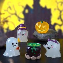6pcs/12pcs Halloween Glow-In-The-Dark Wizard, Ghost Miniature Landscape Gardening Accessories, Creative Glow-In-The-Dark Car Decor