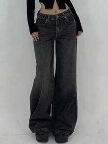 Fashionable Black Denim Jeans For Teenage Girls - Black - View 2