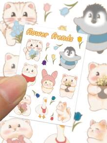 8pcs Graffiti Animal Floral Stickers One Time Use Self Adhesive Cute Art Design Pattern Suitable For Scrapbooking Fridge Organiser Table Bookshelf Luggage Guitar Decoration Decals Not Repeat Perfect For Party Supplies