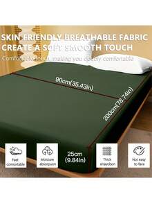 1pc Ultra Soft Solid Color Fitted Sheet, Lightweight As Cloud, 9.84 Inch/25cm Deep Pocket, Fits All Size Beds - Twin, Full, Queen, King, Essential For Home And Dorm - Olive Green - View 5