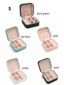 1pc Travel Jewelry Storage Box, Ring Earring Necklace Jewelry Box, PU Leather Multi-Function Jewelry Organizer, Jewelry Anti-Dust Anti-Oxidation Protective Box, Jewelry Counter Display Box, Great Gift For Her