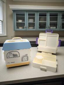 1pc Children's Portable Lunch Box, Microwave Lunch Box, Office Worker Lunch Box, Pp Material, Light And Beautiful, Material, Strong Buckle, Sealed And Leak-Proof, Multi-Grid Design, No Odor, Easy To Clean, Handle Design, Easy To Carry, Comes With Sauce Box - Multicolor - View 10