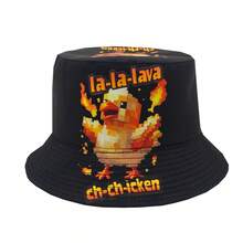 Fashionable Street Style "PWE PWE" Print Unisex Bucket Hat, Outdoor Casual Sun Protection Bucket Hat - A - View 13