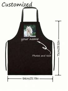 1 Customizable Kitchen Apron With Text And Personalized Photo - Personalized Design, Photo, Or Text - Woven Polyester Cooking Apron, Washable, Warm, Customizable, Unique, Personalized. Ideal Gift For Boyfriend, Girlfriend, Family, Or Friends. Suitable For Sofa, Bed, Car, Tea Room, Bedroom, Living Room, Bathroom, And Dining Room
