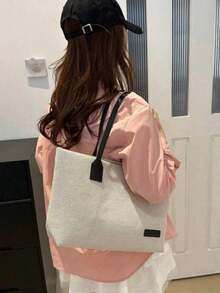 Geantă de mână colorată cu capacitate mare, geantă de umăr pentru sala de clasă universitară, rucsac, rucsac pentru întoarcerea la școală, capacitate mare, ușoară, portabilă, potrivită pentru adolescente, femei, studenți, alegerea ideală pentru întoarcerea la școală, universitate, liceu - Multicolor - Vizualizare 7