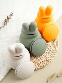 1pc Print On Demand Personalized Customization Name Silicone Rabbit Piggy Bank Custom Coin Bank Cute Rabbit Shape Children Products Practical Gifts For Kids Money Box Back To School - Multicolor - View 8