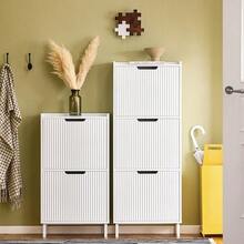 Shoe Rack With 2 Flaps, Slim Shoe Cabinet, Shoe Rack With 2 Shelves, Shoe Chest Of Drawers, Shoe Storage, White, W X H X D Approx. 50 X 90 X 19 Cm FSR177-W - White - View 8