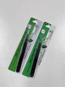 2 件套美甲不锈钢镊子，黑色弯头手帕，挑毛美甲，睫毛嫁接，直头镊子 - 黑色 - 查看 6