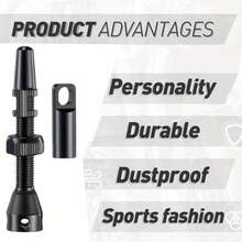 [Tubeless Valve Stems] 2 Pcs 44mm Presta Valve Stems, Super Light Alloy Tubeless Bike Valves With A Removable Valve Cover, Universal Fit, Rustproof For MTB/Road Bikes - black color - View 2