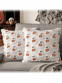 1 件可爱鬼魂提花枕套，万圣节装饰，45x45 厘米靠垫套，不含枕芯，适用于客厅沙发、卧室床头板装饰，很棒的礼物