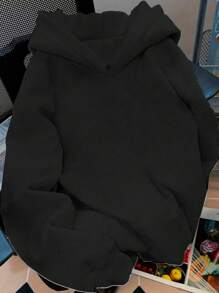 Sudadera Con Gorro Bolsa Estampado NYC Mujer - Negro - Ver 2