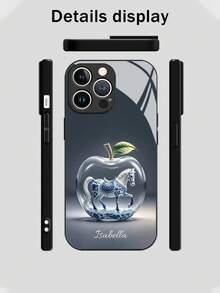 1个可定制姓名的高清玻璃手机壳，苹果图案，时尚、多彩、趣味、简约，配套手机壳，可爱定制，个性化，独特，理想的定制礼物，手机及配件，季节精选，时尚个性化手机壳，送给男朋友、女朋友、家人、朋友、祖父母、情侣，周年纪念日、生日礼物，国际版，非国内版 - 彩色 - 查看 7