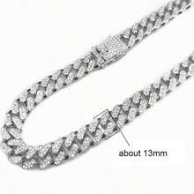 1Pc Exaggeration Hip Hop Alloy Cuban Chain Necklace Artificial Crystal Women Men Jewelry Birthday Present - Silver - View 9