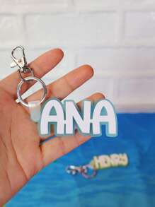 1pc Acrylic Personalized Name Tag Keychain, Perfect Gift For Family And Friends, Colorful, Cute, Kawaii, Millennium Style, Fashionable, Unisex, Casual, Customizable, Ideal Gift For Him/Her - Steel Keychain + White Buckle - View 30