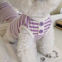 Simple Striped Spring/Summer Puppy Dog Knit Vest Teddy Bichon Bear Small And Medium-Sized Dog Cat Two-Legged Pet Clothes