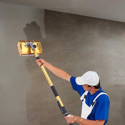 Professionelle Trockenbau-Kittbox aus Alu | Längenverstellbar 105-168cm | Mit 5-Stufen-Federdruck & 90° Drehkopf | XXL Kittbehälter (10,4") | Für Wände/Decken | Inkl. Anti-Rutschgriff