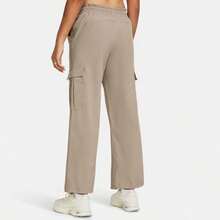 Under Armour Quần nỉ ống đứng dệt kim dáng rộng rút dây Armoursport dành cho nữ - Màu Khaki - Xem 2