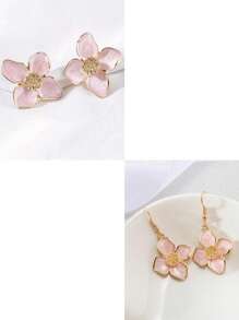 1/2 对时尚复古红莲花吊坠耳环，珐琅彩绘花卉耳钉，情人节配饰