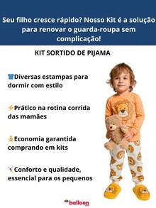Kit Pijama Brilha no Escuro 6 Peças Menino Infantil Sortidos Inverno Roupa Infantil Masculino - Multicolorido - Visão 9