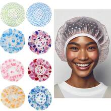 Transparent Waterproof Reusable Shower Cap With Printed Polka Dots - Nhiều màu - Xem 1
