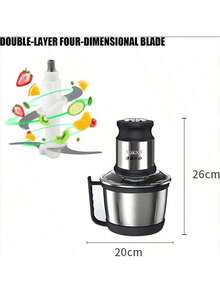 SOKANY 7027 多功能电动绞肉机，3L 大容量，双层四刀片，2 档速度设置，800W 大功率，不锈钢材质，适用于家庭和餐厅，可用作食品搅拌机、绞肉机、压蒜器、蔬菜切丝器、洋葱切片器，也可用于加工生姜、辣椒、水果和肉类。 - 查看 7
