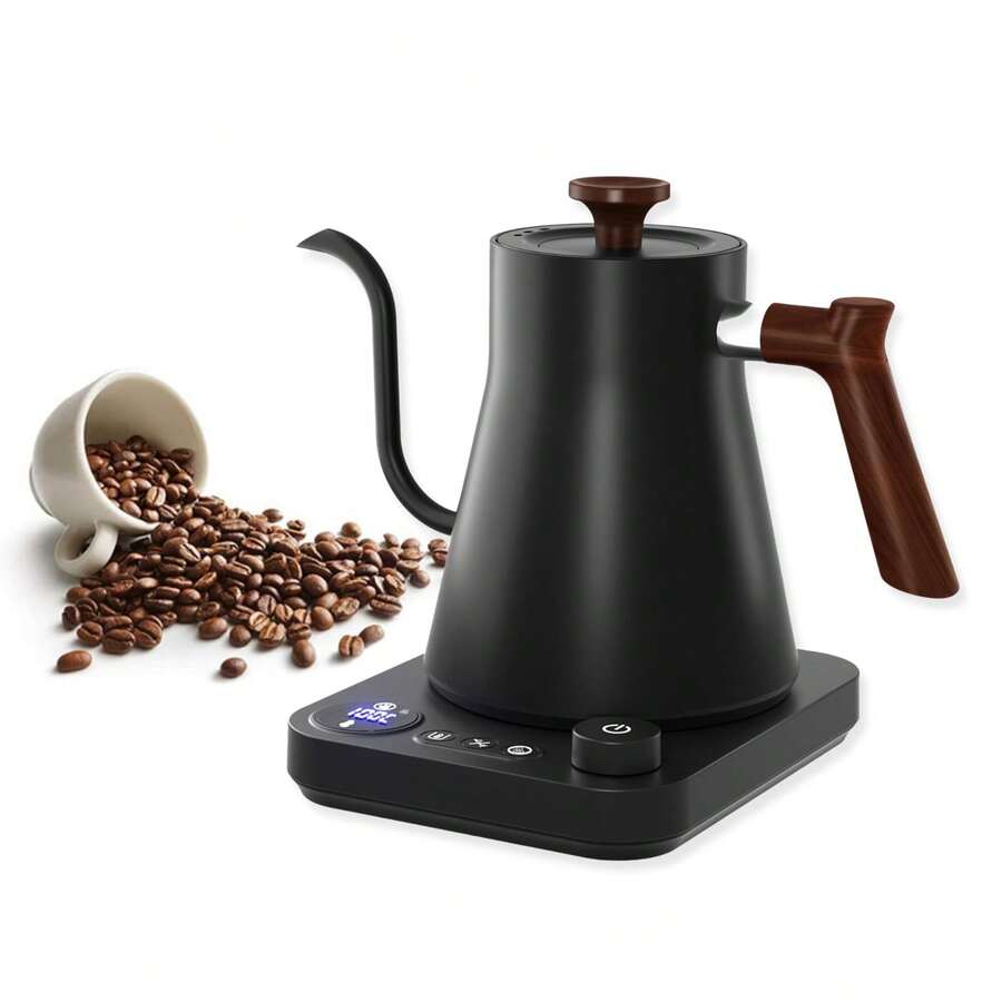 Electric Kettles, Gooseneck Electric Kettle, ±1℉ Temperature Control, Stainless Steel Inner, Quick Heating, For Pour Over Coffee, Brew Tea, Boil Hot Water, 0.9L, Black - Xem 1