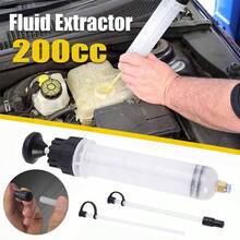 200CC Car Fuel Oil Extractor Brake Fluid Oil Change Syringe Fluid Pump Tools US - as pic - View 1