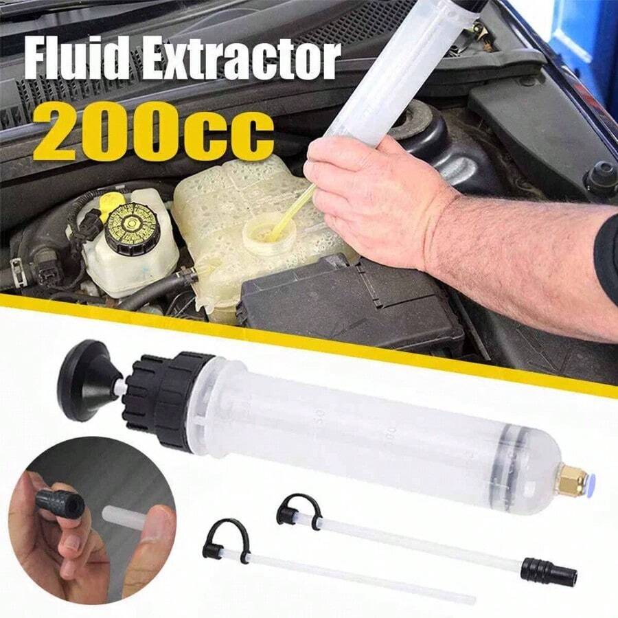 200CC Car Fuel Oil Extractor Brake Fluid Oil Change Syringe Fluid Pump Tools US - as pic - View 1