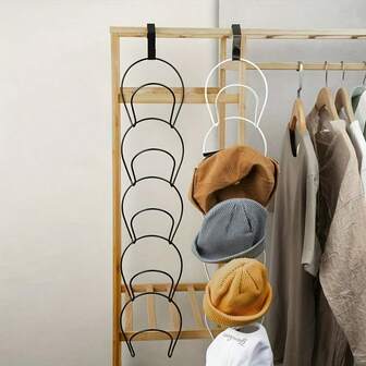 5pcs White/Black Hat Organizer Rack, Clothes Hanger Hooks For Scarves, Baseball Caps, Storage Rack For Wardrobe, Bedroom