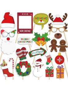 47 Pcs Christmas Photo Booth Props Set Party Glasses, Christmas Party Supplies Christmas Pose Sign Kit For Adults Kids Party Decorations, Christmas Eyeglasses Xmas Props For Photoshoot For Selfie - Multicolor - View 12