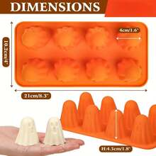 Halloween Silicone Ghost Mold – Nonstick Easy Release Tray For Candy, Chocolate, Ice, Gummy, Soap, Resin & DIY Projects, Reusable Flexible Mold For Spooky Treats, Party Favors & Seasonal Baking Ideas - 橘色 - 查看 2