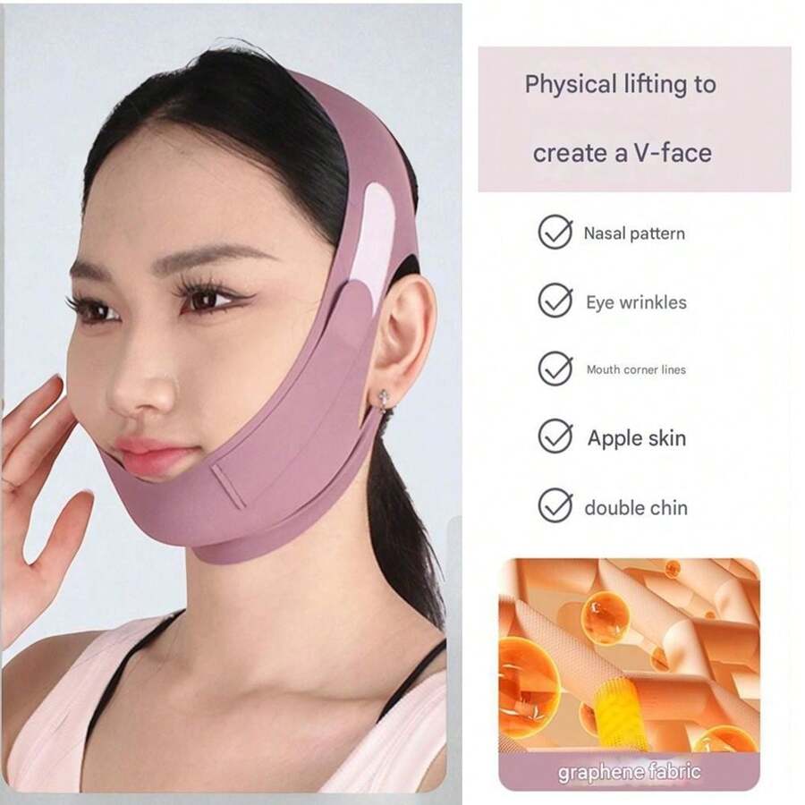 V-Face Lifting & Firming Mask - Anti-Double Chin Full Face Tightening Anti-Sagging Slimming Face Mask - Purple (1 Piece) - 紫色 - 查看 1
