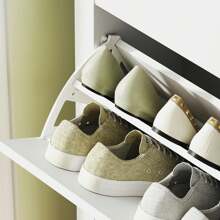 Contemporary White Two-Drawer Shoe Storage Cabinet For Entryway Organization - Stylish And Functional Design - 白色 - 查看 5