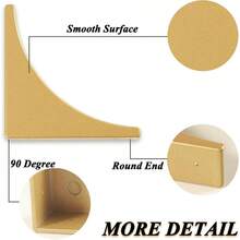 KYIEN Gold Metal Corner Protector 65MM 4 Pack Decorative Corner Brackets For Wood Furniture Sliding Barn Door Table Desk Antirust Zinc Alloy Cover Guard With Screws