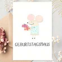 Deutscher Maus Geburtstagskarte mit Umschlägen - (11cm*16cm) - Spaßiger & verspielter Entwurf für jeden Anlass - Perfektes Geschenk für Freunde, Familie & Geliebte (Ehemann, Ehefrau, Freund, Freundin) (1 Karte + 1 Umschlag) - Mehrfarbig - Übersicht 7