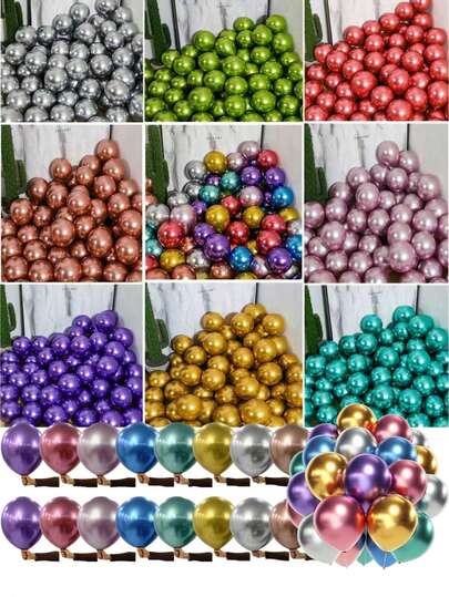 20/50/100 个金属镀铬派对气球，5/10/12 英寸镀铬金属气球什锦气球彩色乳胶气球适用于毕业典礼、生日、新娘送礼会、婚礼圣诞节新年情人节派对装饰