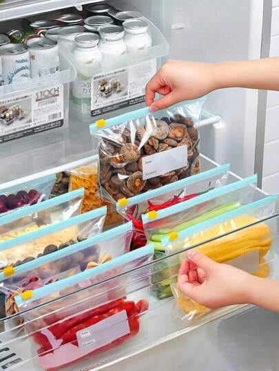 30pcs Food Storage Bags, Ziplock Seal Bags (Zipper And Pattern Random), Vegetable & Meat Preservation Tool, Refrigerator Odor-Proof Storage Accessory, Food Pantry Wardrobe Grain Storage Bag, Oatmeal And Soybean Storage Bag, Kitchen Organization, With Lid, Mother's Day Gift, Gift For Mom