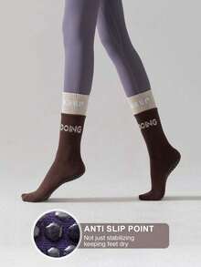 1双/4双/6双装女士条纹瑜伽袜，防滑硅胶材质，适合室内运动健身，精美圣诞礼物，独特新年礼物，情人节女友礼物 - 彩色 - 查看 4