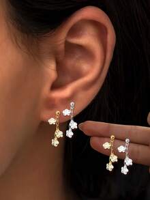 1pc S925 Sterling Silver Super Shiny Cubic Zirconia Snowflake Tassel Earrings, Versatile & Practical, Petite & Minimalist Design, Ideal Gift For Mother, Girlfriend, And Sister