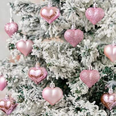 Colgante de bola de corazón, colgante de corazón, decoraciones del Día de San Valentín para decoraciones de árbol de Navidad, adorno de bola de corazón colgante