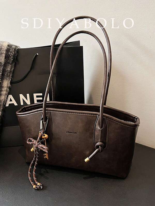 女士优雅纯色手提包，时尚大容量休闲单肩包，适合日常使用，多功能高品质通勤包