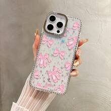 1 pieza Funda de teléfono con lazo rosa de moda y patrón de estrella de rhinestone, resistente a la suciedad, anti-contaminación, carcasa dura de PMMA a prueba de golpes, funda de teléfono personalizada compatible con Apple 11, 11 Pro, 11 Pro Max, 12, 12 Pro, 12 Pro Max, 13, 13 Pro, 13 Pro Max, 14, 14 Pro, 14 Pro Max, 14 Plus, adecuada como regalo para novia, familia, amigos, abuelos, parejas, aniversario, cumpleaños, graduación, boda, baile de graduación, Día de la Madre, Día del Padre