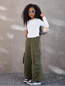 Halloween Kids Costumes Girls Clothes Piece Outfit Ribbed-Shirt Top + Cargo Pants, Girls Fall Clothing Set, Sizes-12 Years