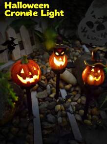 Halloween Stake Lights Outdoor Solar Lighted 3D Pumpkins Solar Lights Halloween Easy Install Lantern Solar For Garden Yard Walkway Decoration