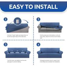 AMOROSA Juego De 3 Fundas Elásticas Para Sofá (1 Plaza, 2 Plazas, 3 Plazas) Cubre Sillones Para Sala Cobertura Completa Antideslizante Lavable Cómoda Y Ajustable Para Salas Para Casa - Azul - Ver 8