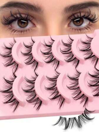 5 Pairs Anime False Eyelashes - Natural, Voluminous Manga Style With Transparent Band Lashes, Beginner-Friendly, Perfect For Cosplay And Everyday Makeup