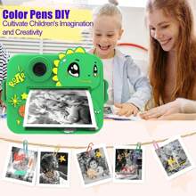 Aparat do natychmiastowych zdjęć dla dzieci, aparat cyfrowy dla dziewczynek i chłopców, prezenty świąteczne i urodzinowe z rolkami papieru i kolorowym długopisem, aparat natychmiastowy dla dzieci, idealna zabawka do zdjęć podróżnych, rozwijająca kreatywność i zabawę, aparat zabawkowy