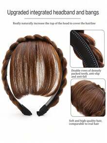 人造刘海假发，两侧较长，适合女性，自然逼真，有黑色、棕色、金色可选。