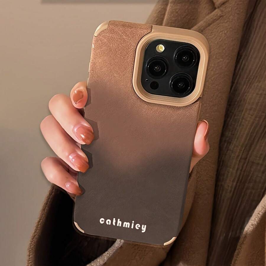 Lindo teléfono 14 Plus, compatible con 15 Pro, diseñado con un patrón de cuero artificial resistente a caídas con todo incluido, modelos 12 Pro y 16 Pro. - Marrón claro-1 - Ver 1